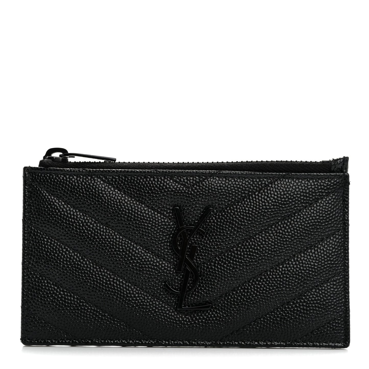 Grain De Poudre Matelasse Chevron Monochrome Fragments Zippered Card Case Black