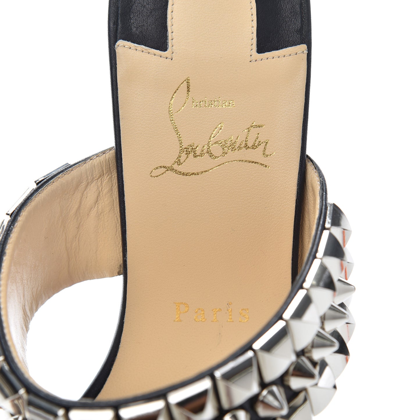Calfskin Studded Tina Goes Mad 55 Slide Sandals 40 Black