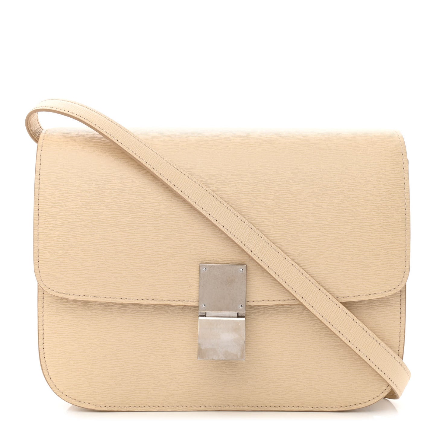 Liege Calfskin Medium Classic Box Flap Bag Cream