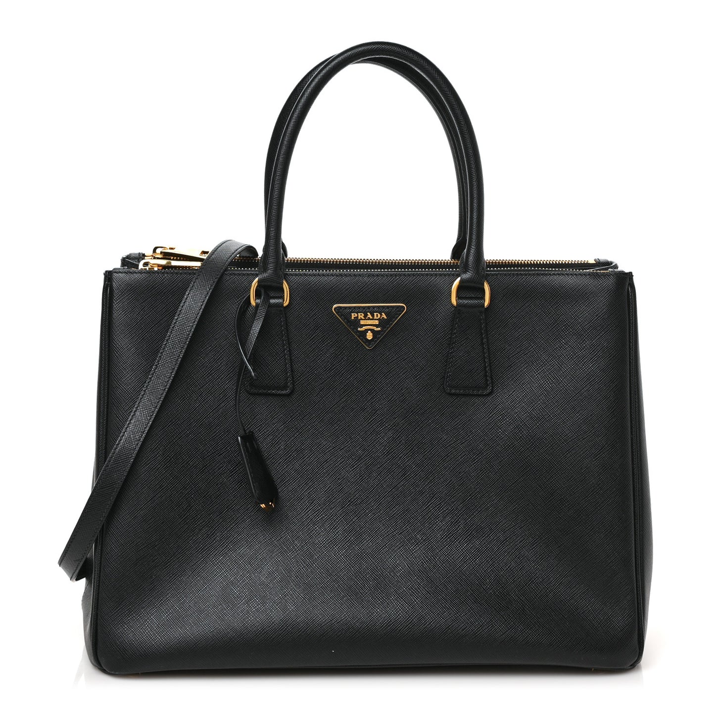 Saffiano Large Galleria Double Zip Tote Black
