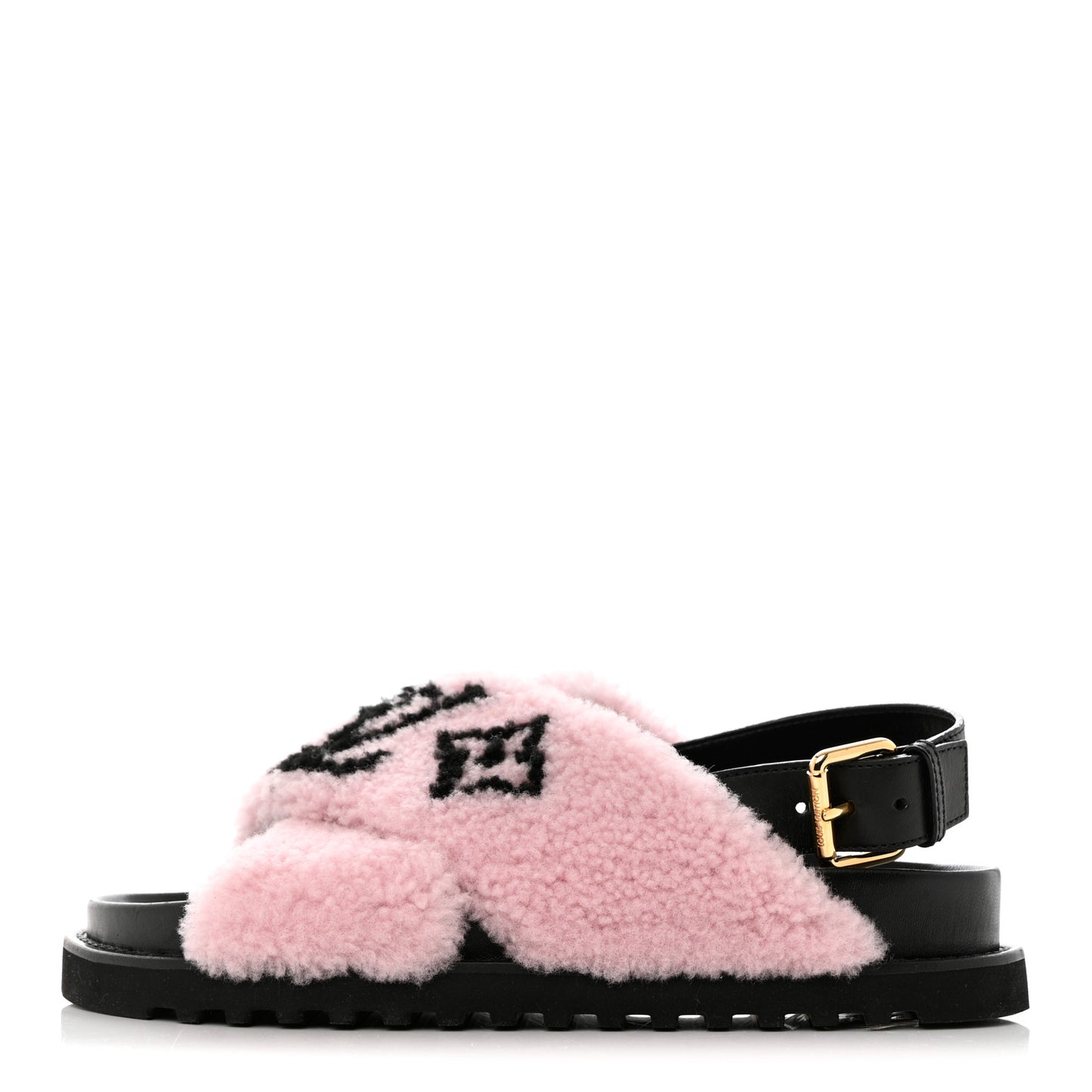 Shearling Calfskin Paseo Flat Comfort Sandal 39 Pink