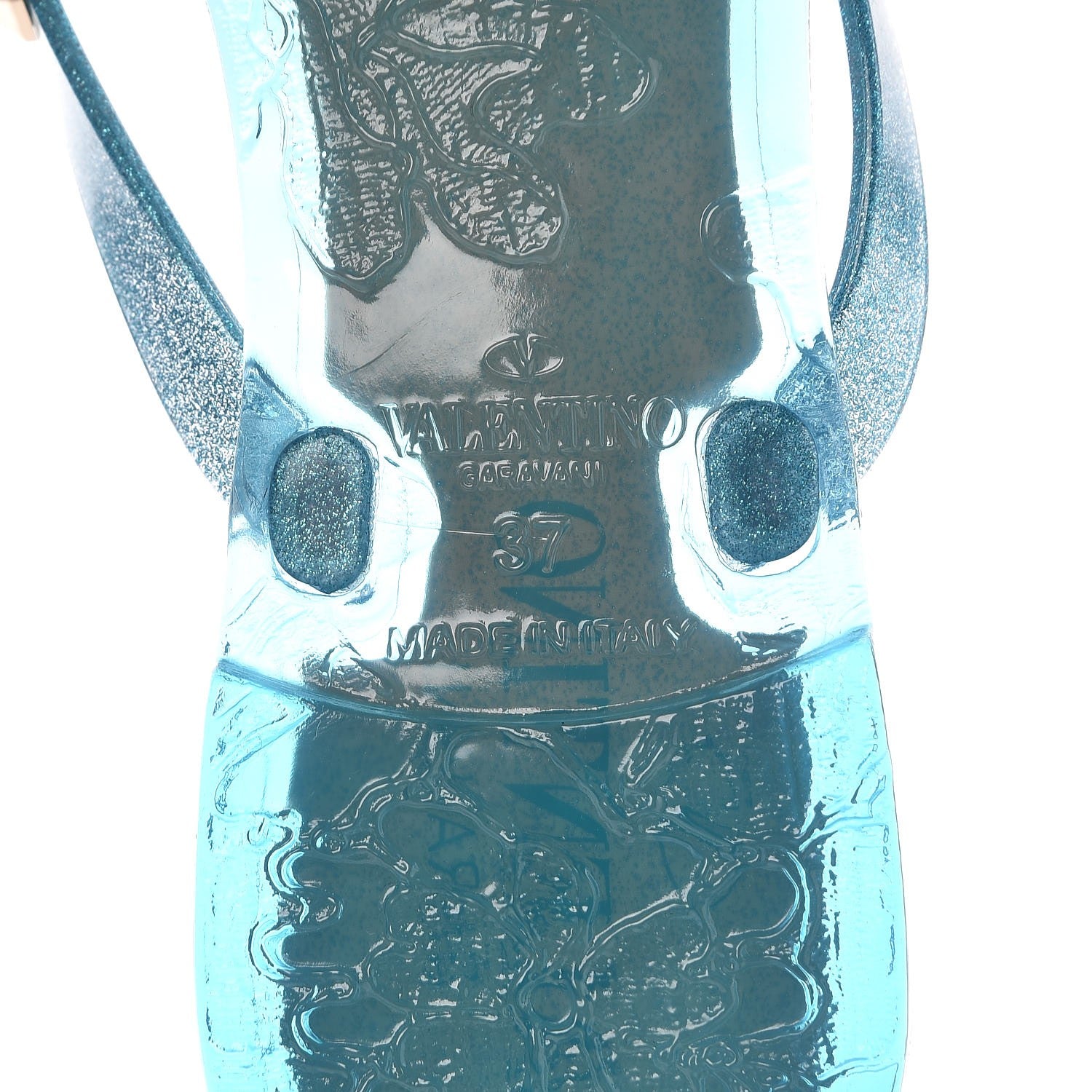 Valentino Garavani PVC Jelly Glitter Rockstud Bow Thong Sandals 37 Cerulean 6 of 8
