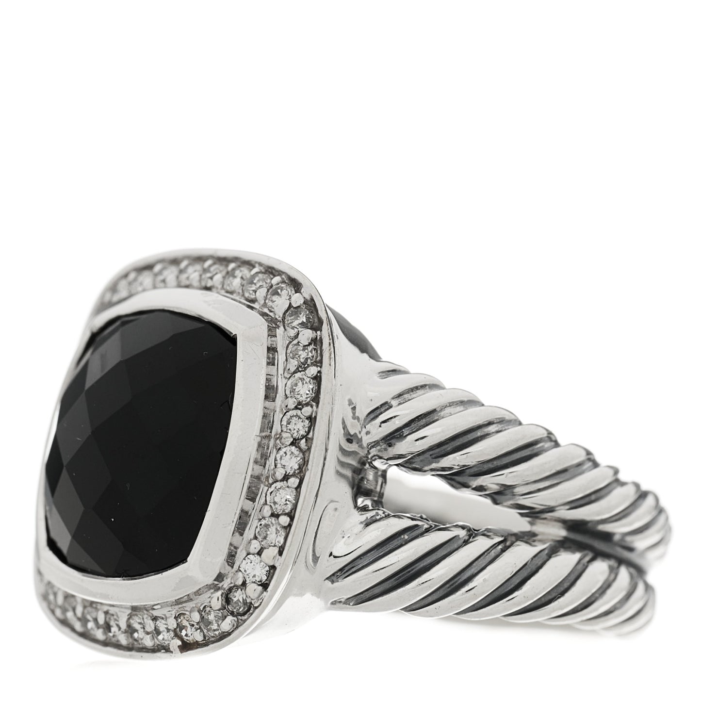 Sterling Silver Diamond Black Onyx 11mm Albion Ring 54 6.75