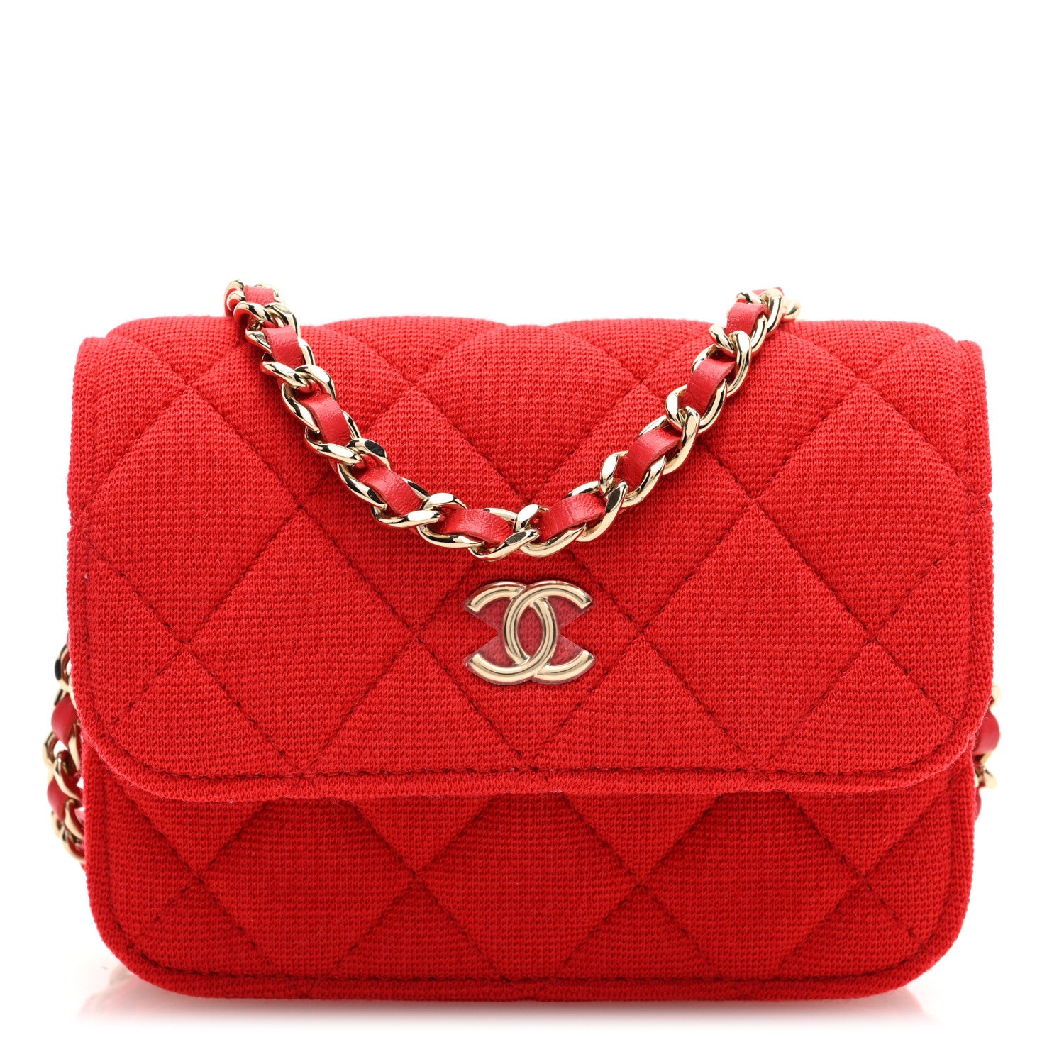 Chanel Jersey Quilted Micro Mini Flap Red 1 of 11