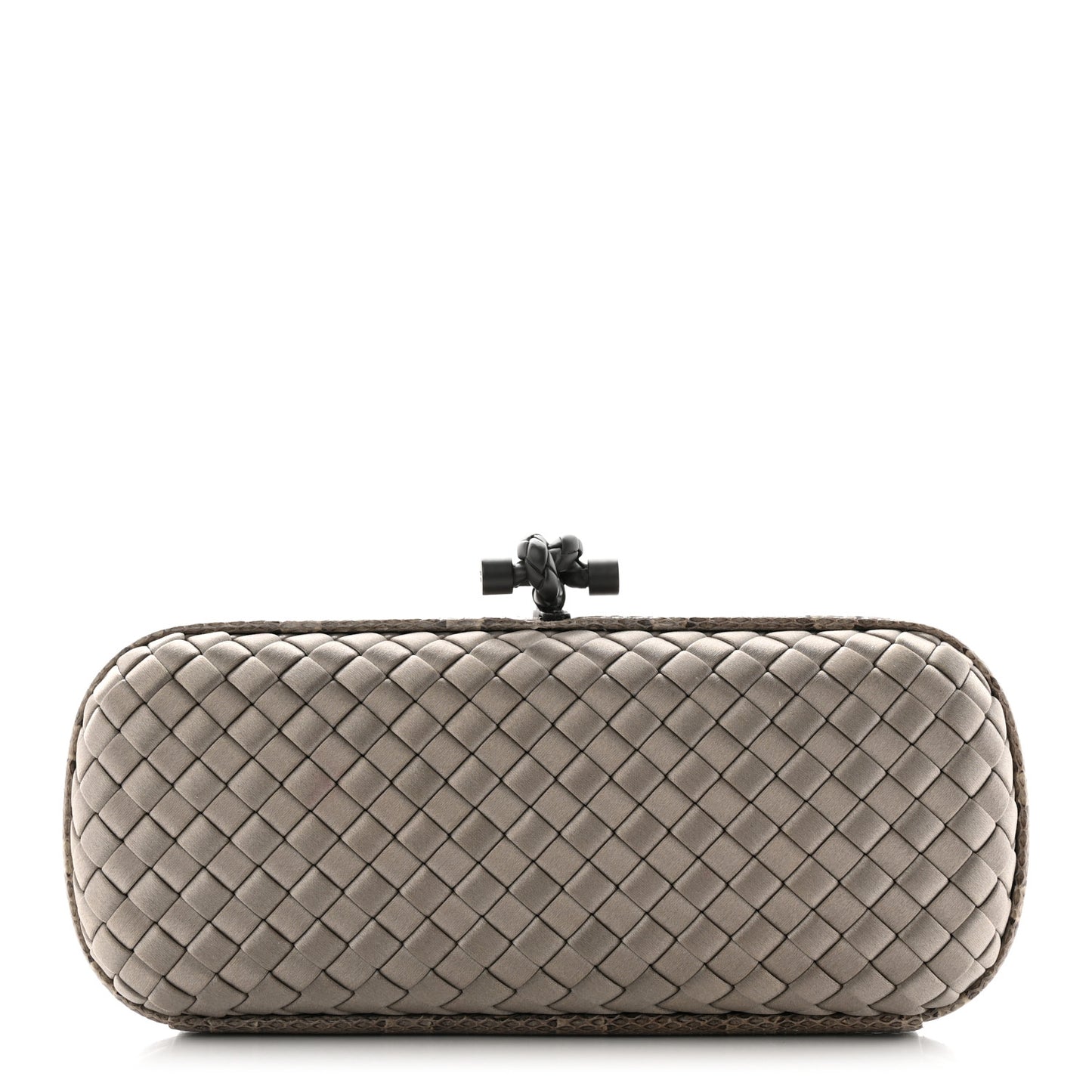 Satin Intreccio Impero Stretch Knot Clutch Limestone