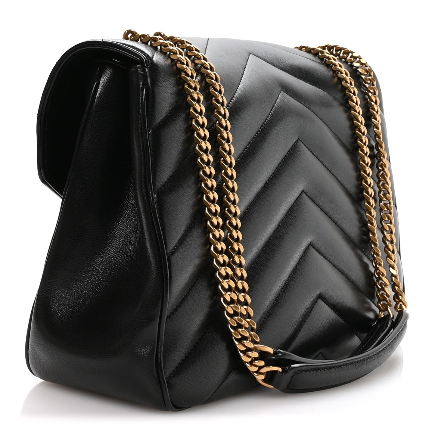 Lambskin Chevron Quilted Large Loulou Black