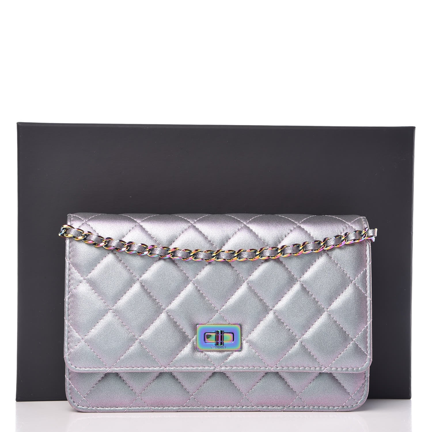 Chanel Iridescent Lambskin Quilted Reissue Wallet On Chain WOC Light Purple 11 of 11