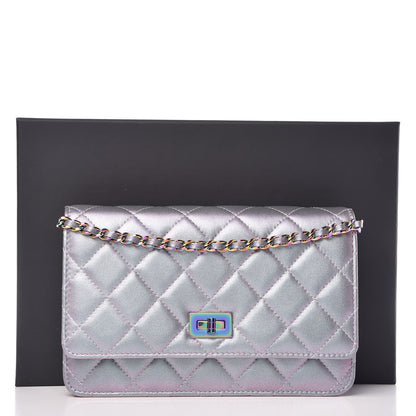 Chanel Iridescent Lambskin Quilted Reissue Wallet On Chain WOC Light Purple 11 of 11