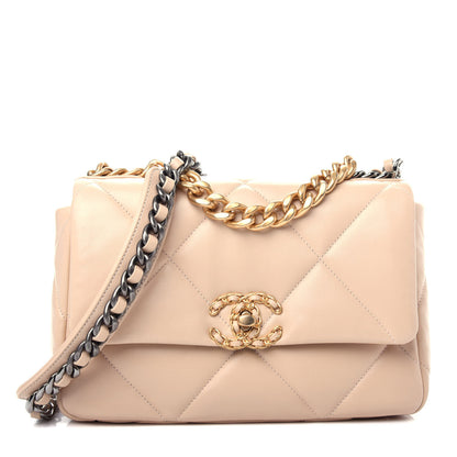 Chanel Lambskin Quilted Medium Chanel 19 Flap Beige 1 of 10