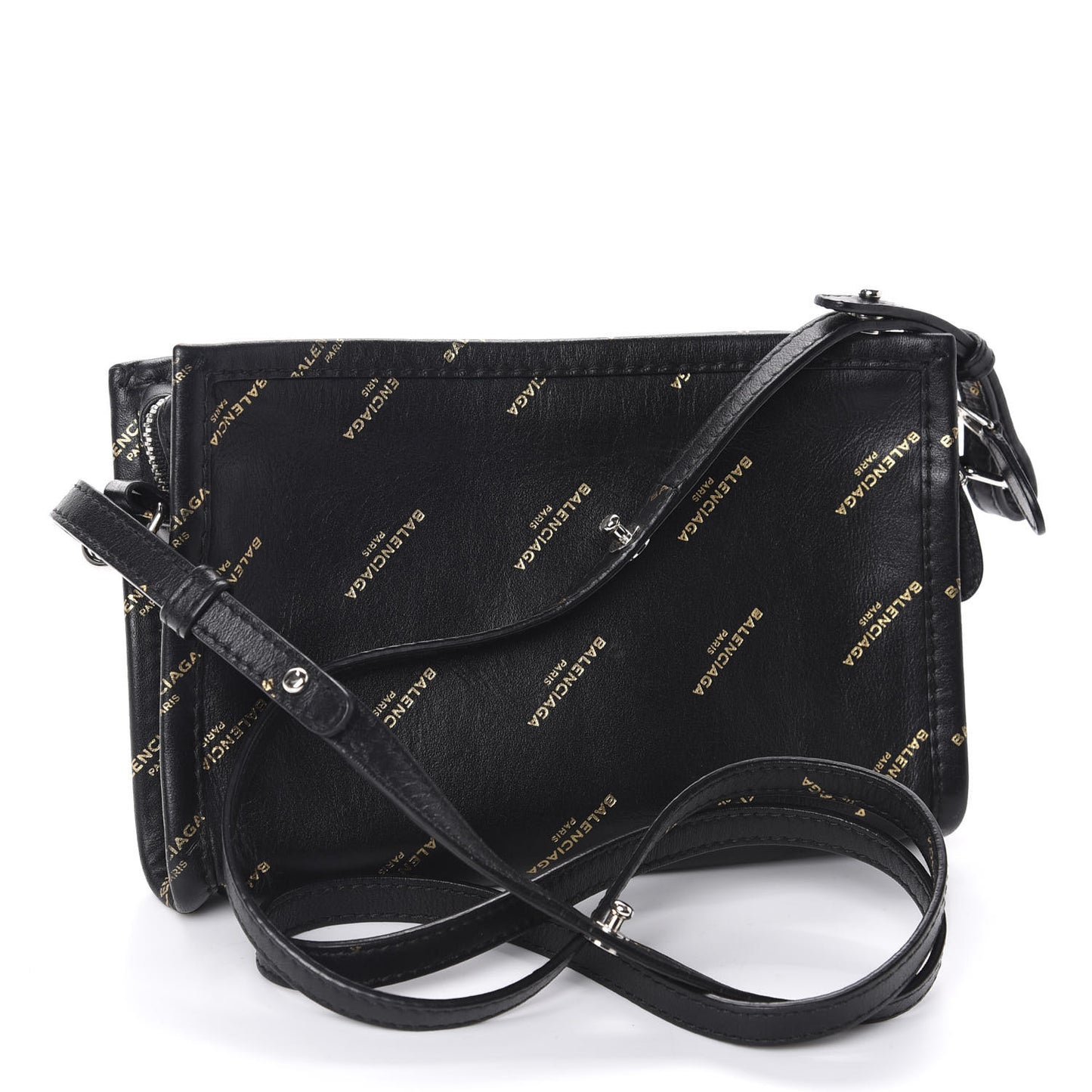 Calfskin Allover Logo Bazar Pochette Crossbody Black Gold