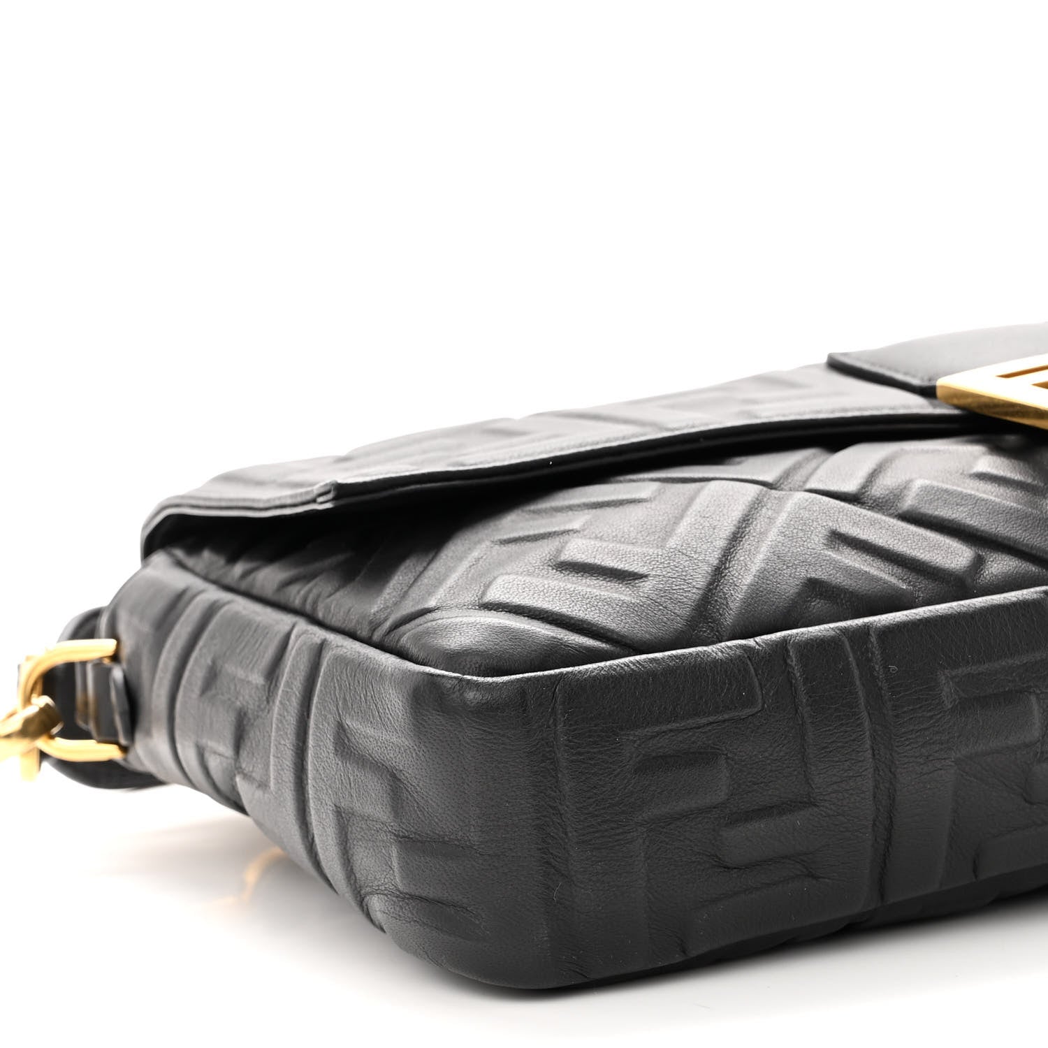 Fendi Nappa FF 1974 Embossed Large Baguette Black 7 of 9
