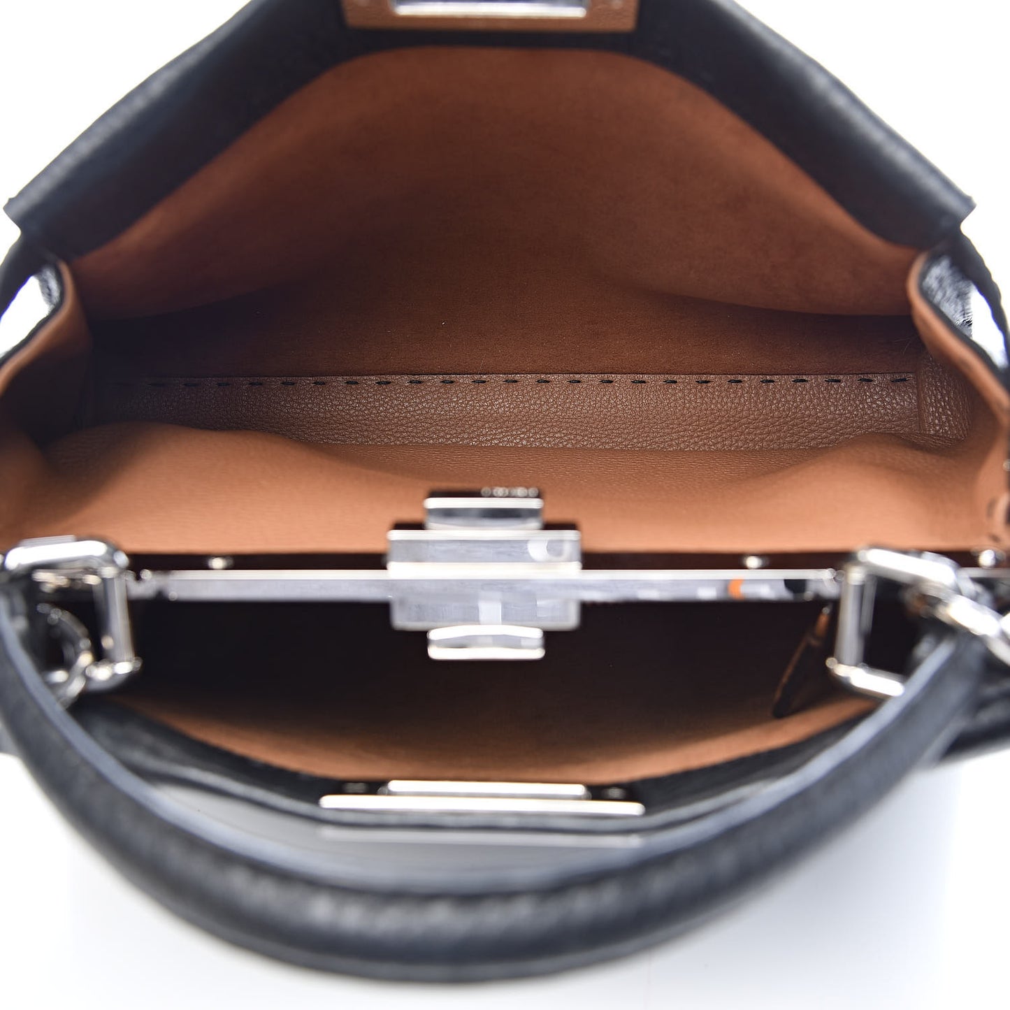 Cuoio Romano Selleria Bi-Color Medium Peekaboo Iconic Satchel Black Mou