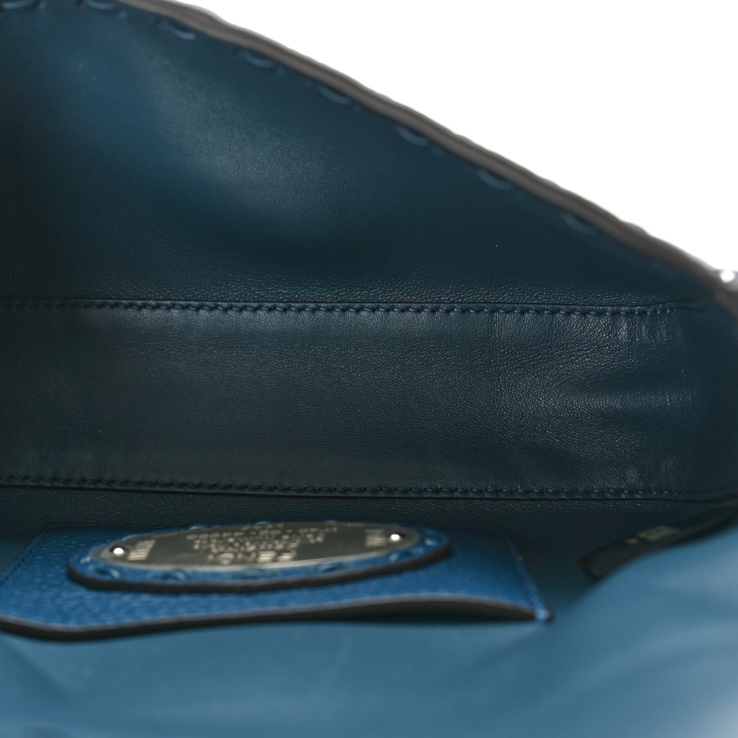 Fendi Cuoio Roma Sellerissima Nappa Sintetica Tape Stitch Mini Baguette Placca Argento 5 of 9