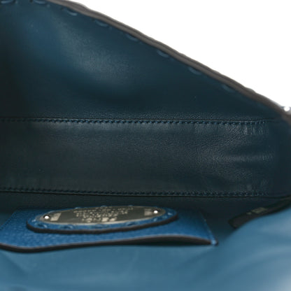 Fendi Cuoio Roma Sellerissima Nappa Sintetica Tape Stitch Mini Baguette Placca Argento 5 of 9