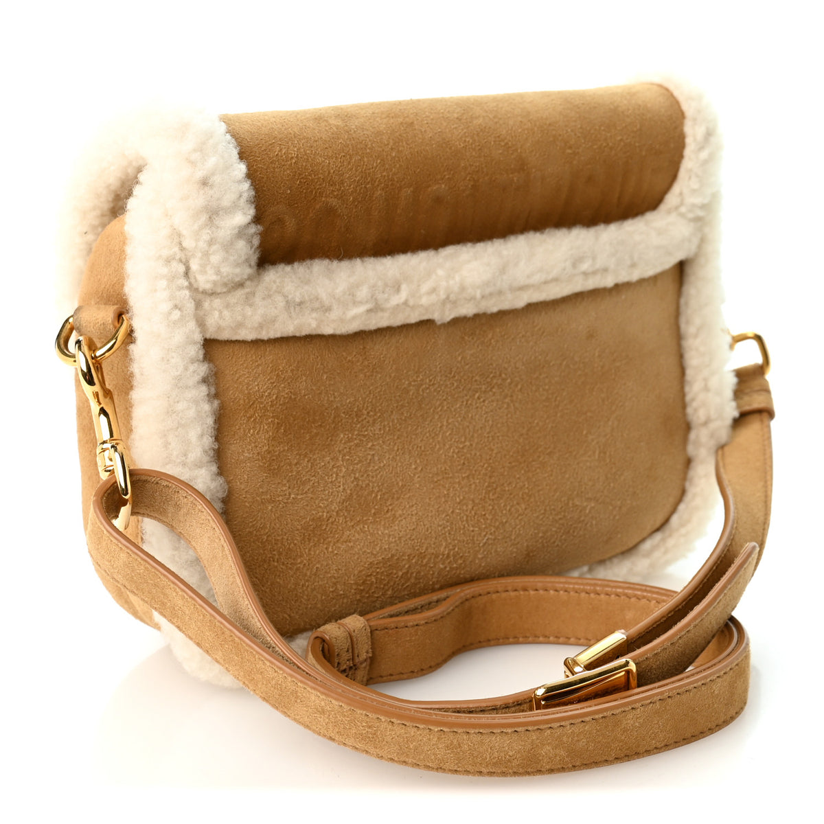 Suede Shearling Medium Bobby Flap Natural