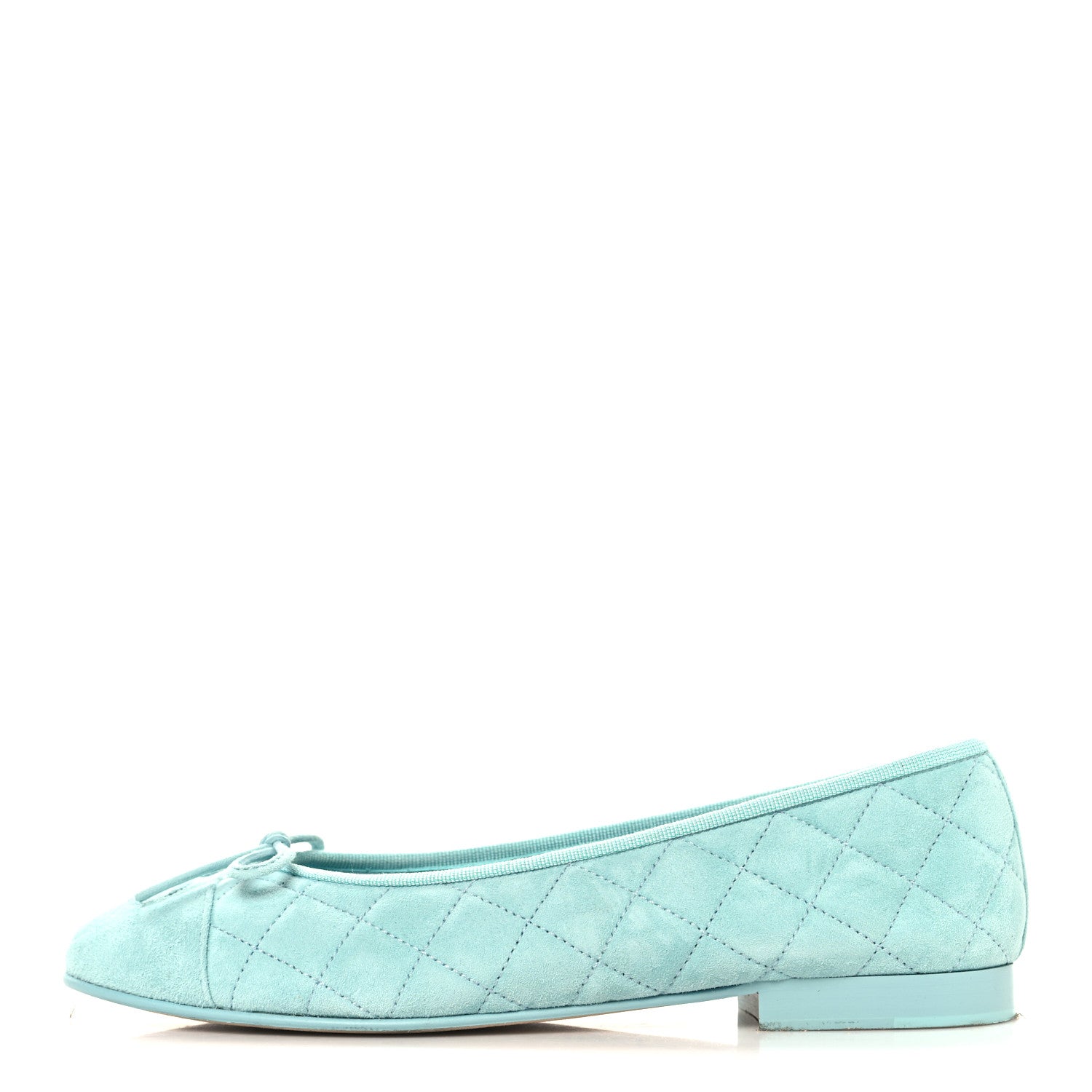 Chanel Suede Calfskin Quilted Cap Toe CC Ballerina Flats 38.5 Light Blue 1 of 12