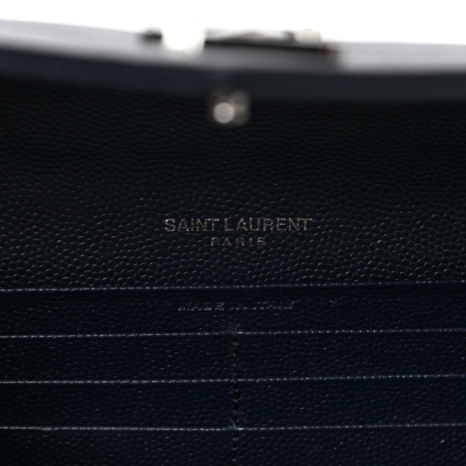 Saint Laurent Grain De Poudre Matelasse Chevron Monogram Flap Wallet Black 6 of 7