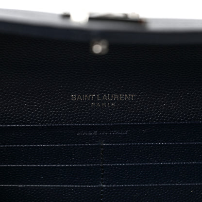 Saint Laurent Grain De Poudre Matelasse Chevron Monogram Flap Wallet Black 6 of 7