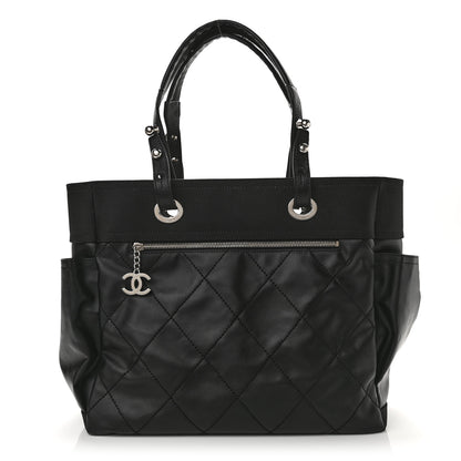Chanel Coated Canvas Quilted Large Paris Biarritz Tote Black 4 of 12