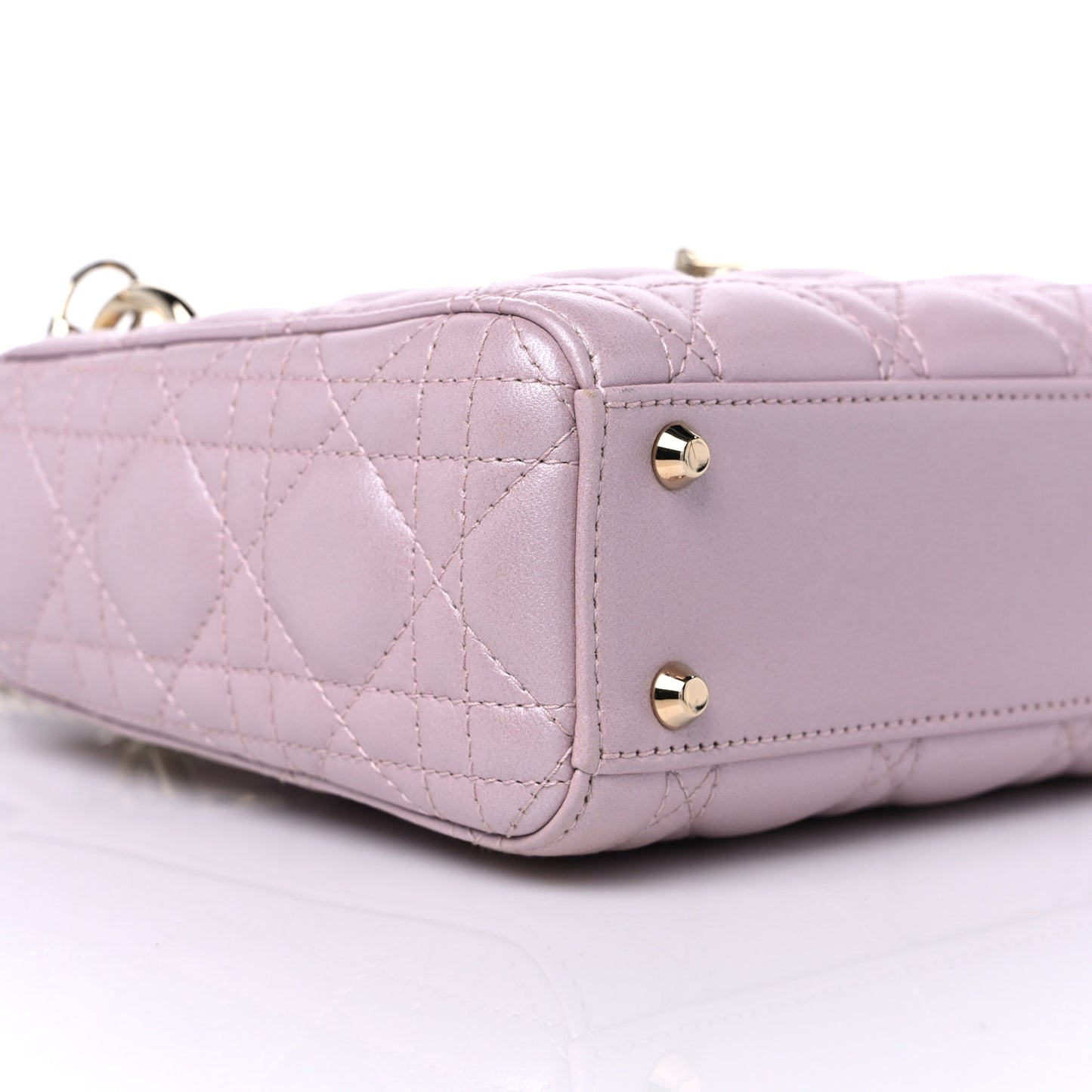 Metallic Lambskin Cannage Mini Lady Dior Lotus
