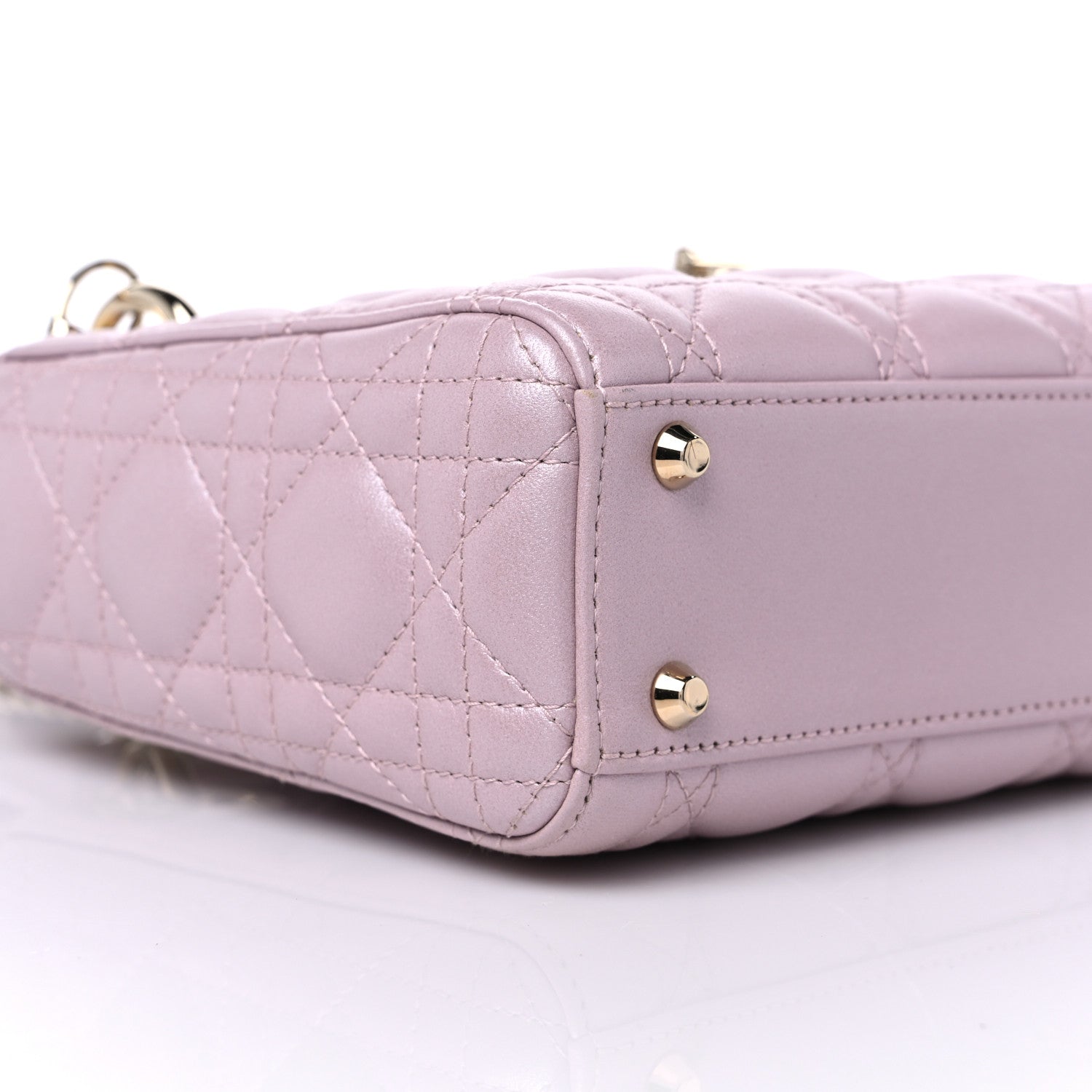 Christian Dior Metallic Lambskin Cannage Mini Lady Dior Lotus 7 of 9