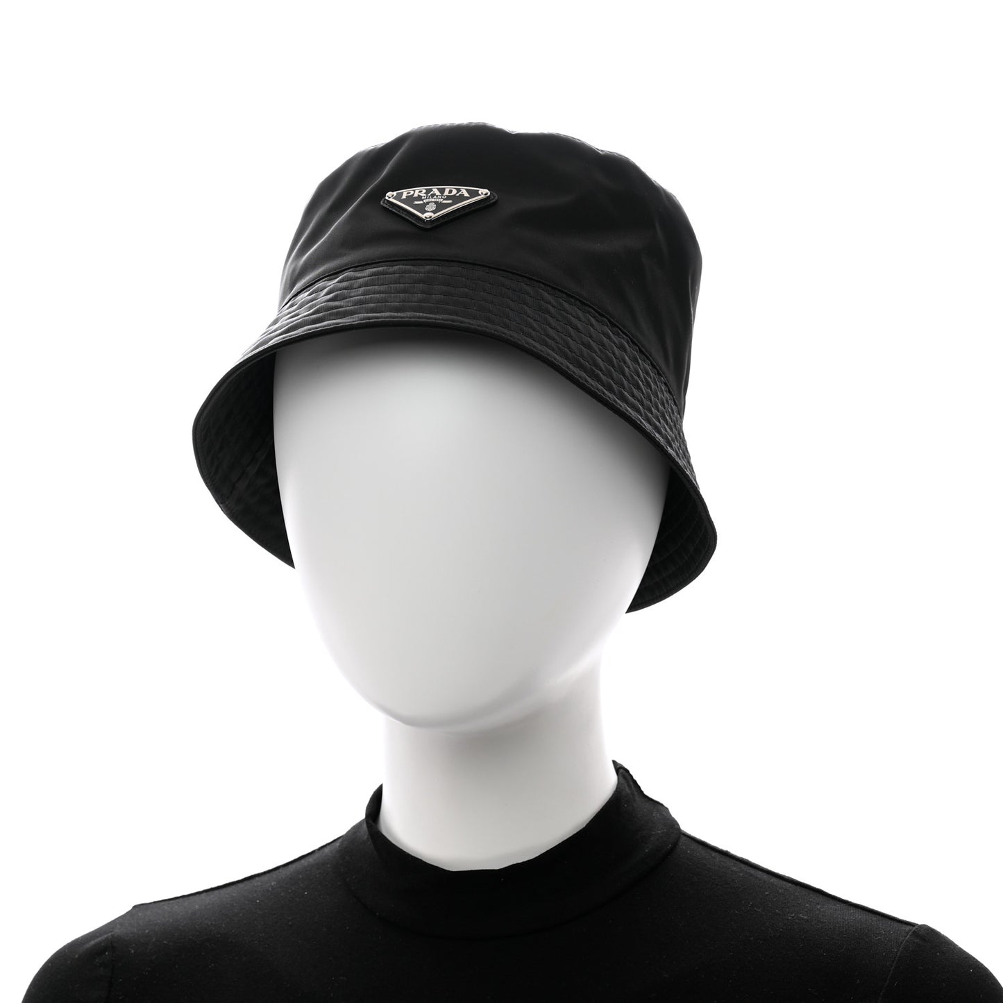 Re-Nylon Metal Triangle Logo Womens Bucket Hat M Black