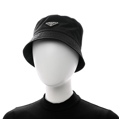 Prada Re-Nylon Metal Triangle Logo Womens Bucket Hat M Black 2 of 10