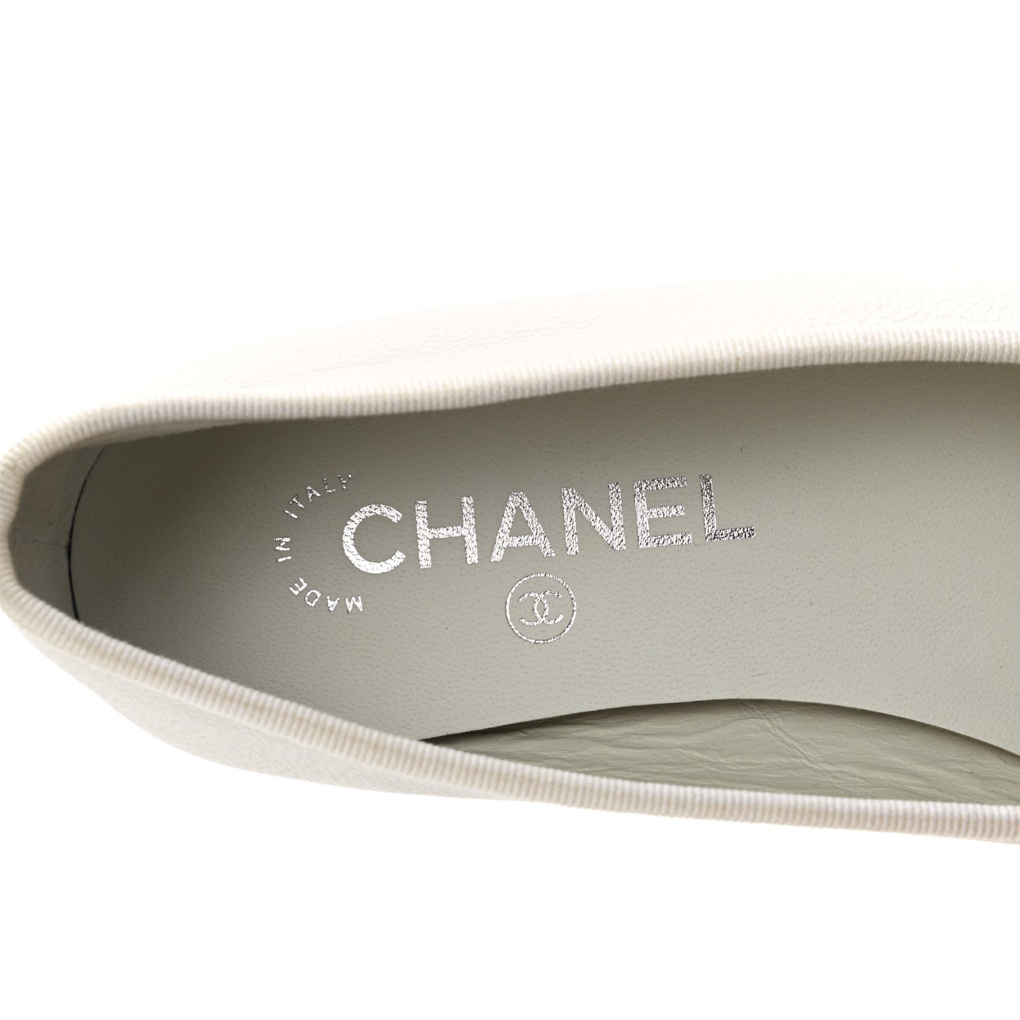 Calfskin Cap Toe CC Ballerina Flats 37.5 White
