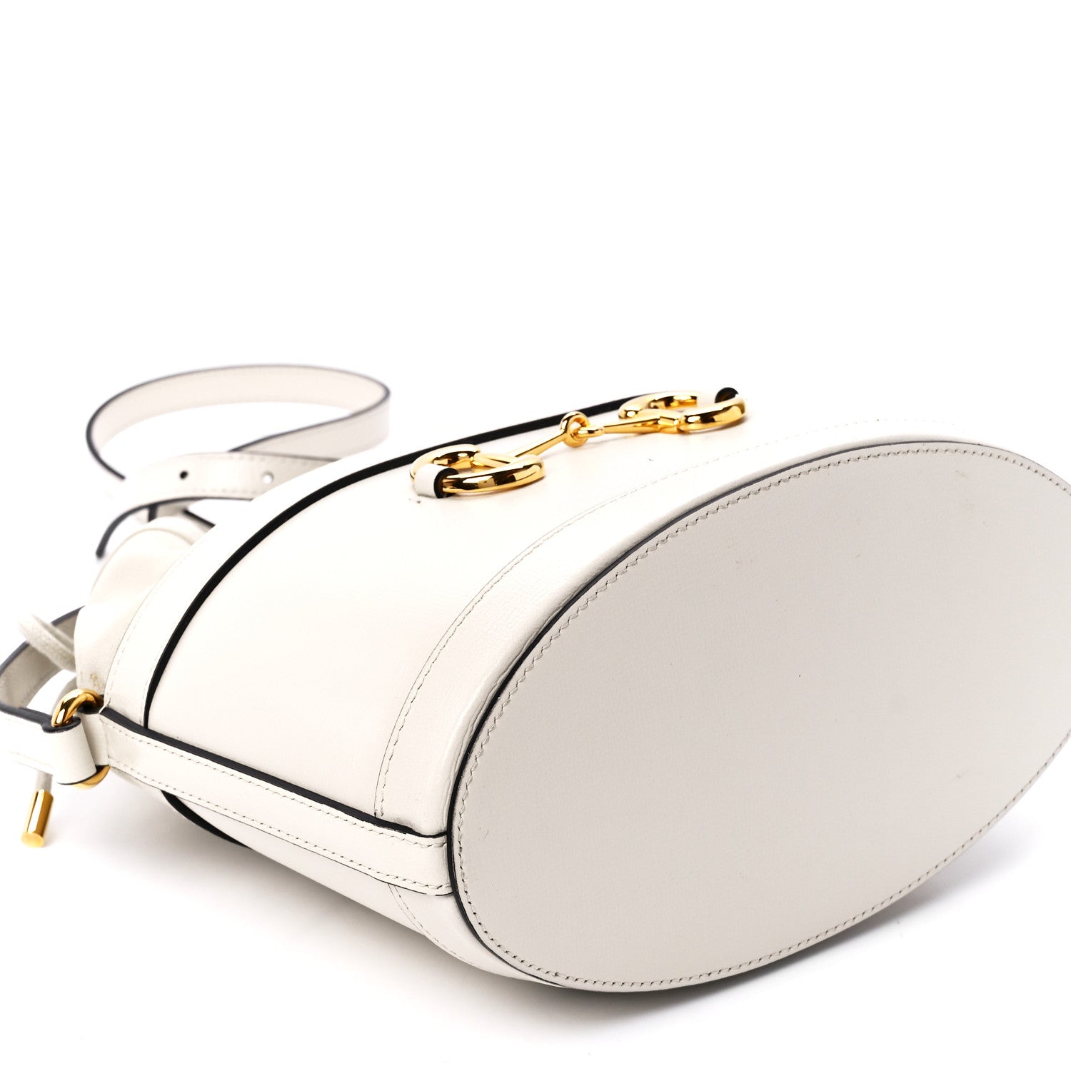 Gucci Azalea Sakai Calfskin Horsebit 1955 Drawstring Bucket Bag Mystic White 11 of 12