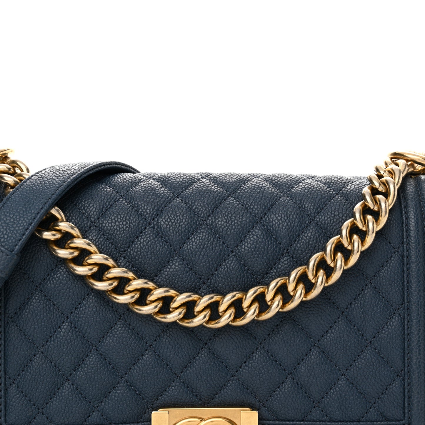 Caviar Quilted Medium Boy Flap Blue