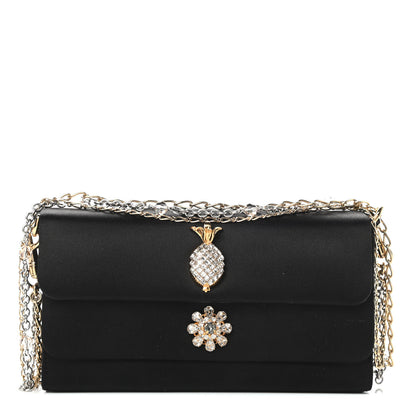 Dolce & Gabbana Satin Crystal Chain Shoulder Bag Black 1 of 9