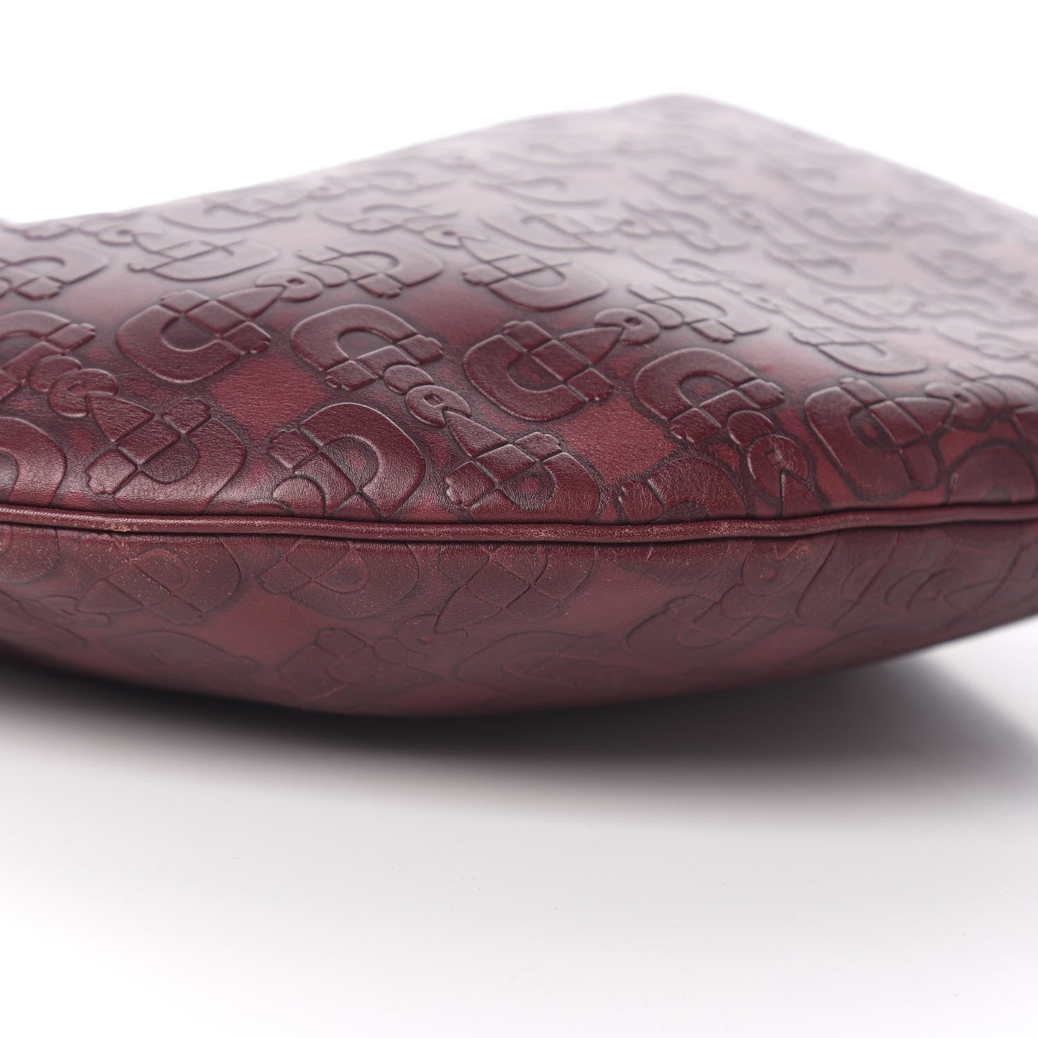 Gucci Calfskin Horsebit Embossed Glam Hobo Burgundy 9 of 11