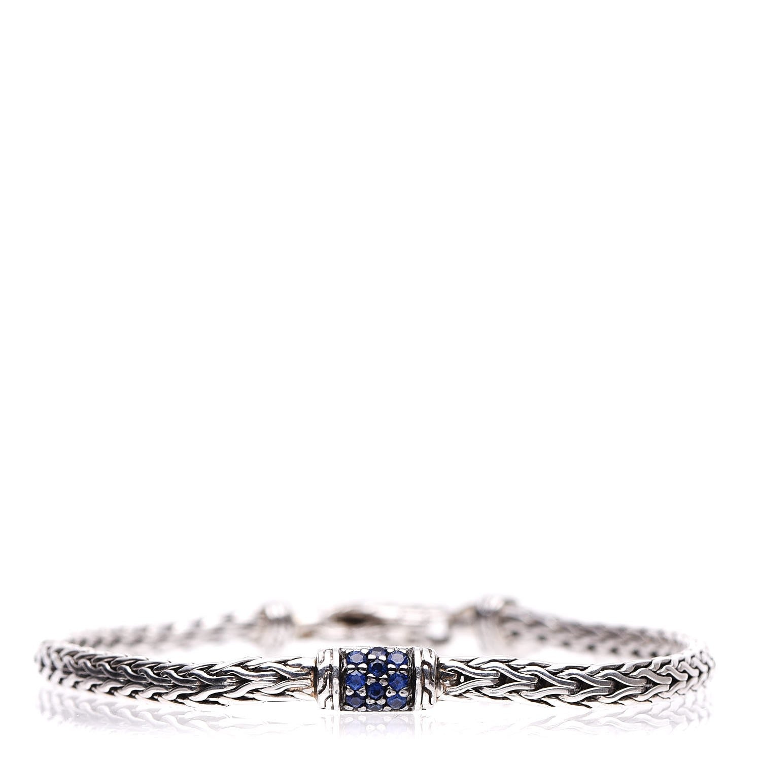 John Hardy Sterling Silver Blue Sapphire Classic Chain Station Bracelet 1 of 6