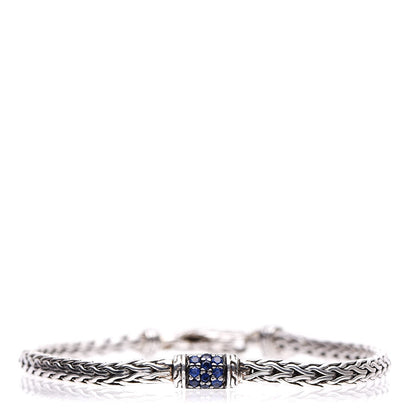 John Hardy Sterling Silver Blue Sapphire Classic Chain Station Bracelet 1 of 6