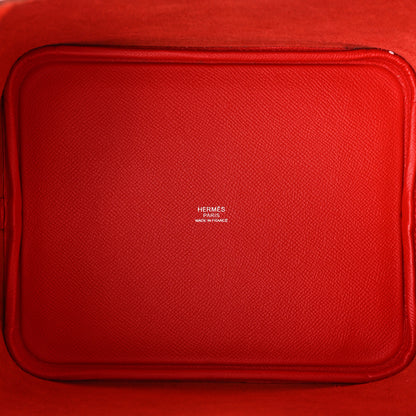 Hermes Epsom Tressage De Cuir Picotin Lock 22 MM Rouge Coeur Bleu du Nord Rouge H 5 of 18