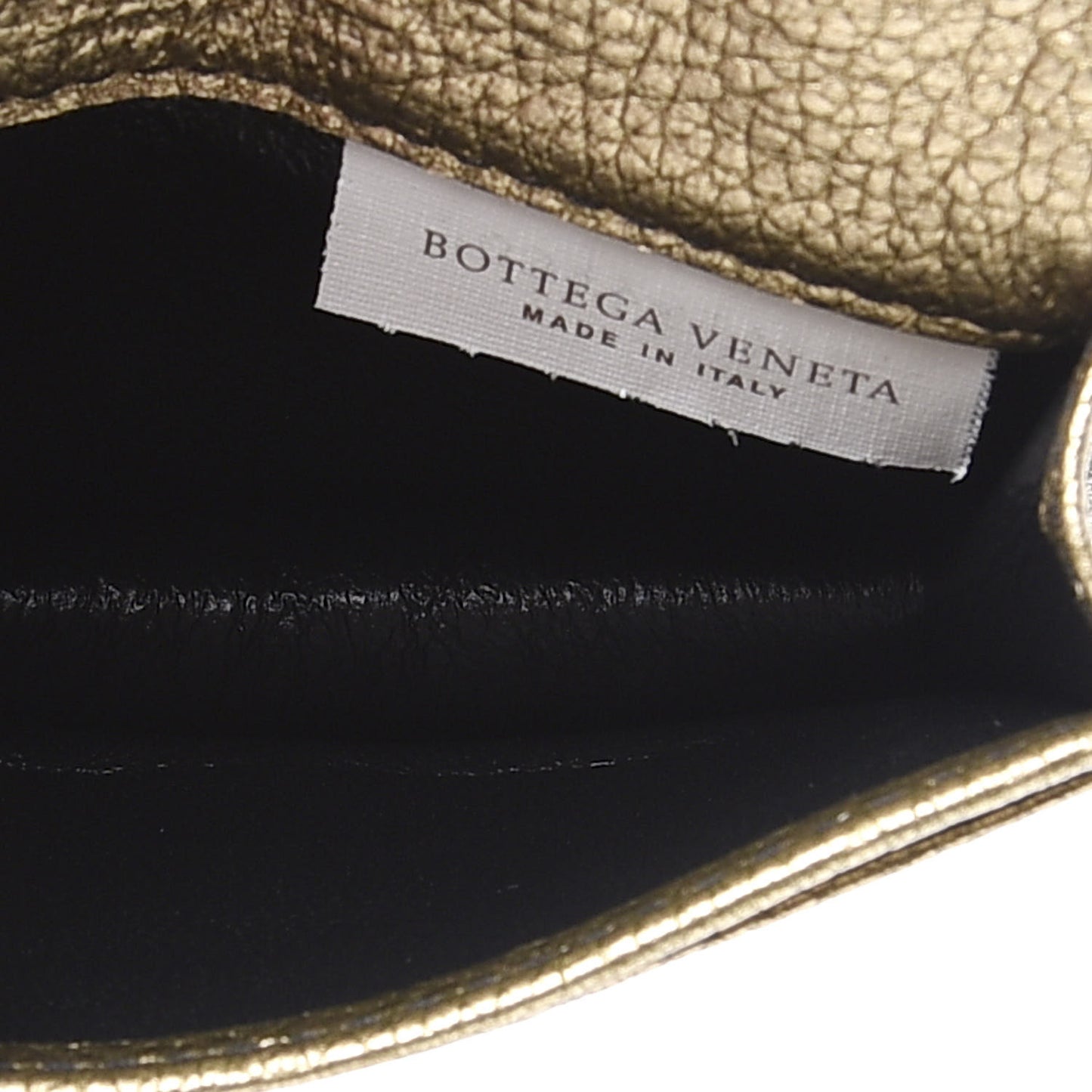 Metallic Lambskin Intrecciato Card Case Champignon