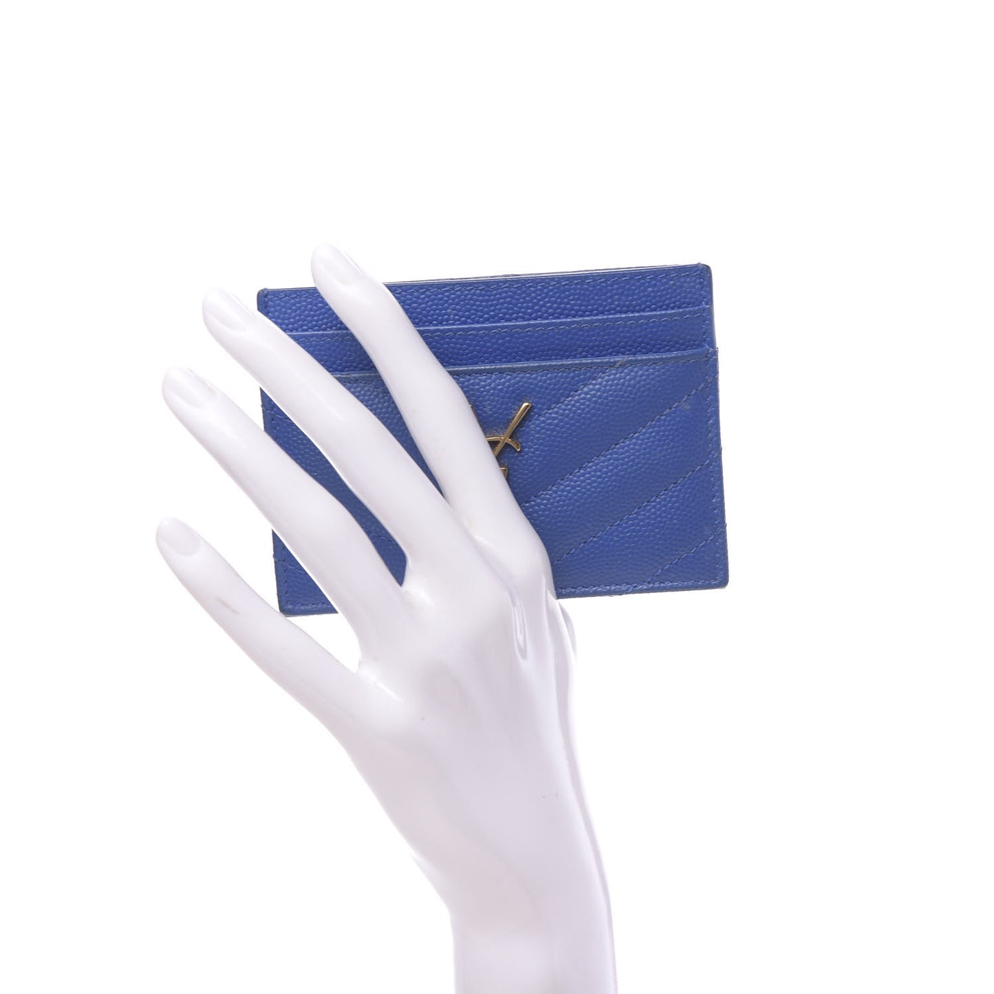 Grain De Poudre Matelasse Monogram Credit Card Case Blue Majorelle