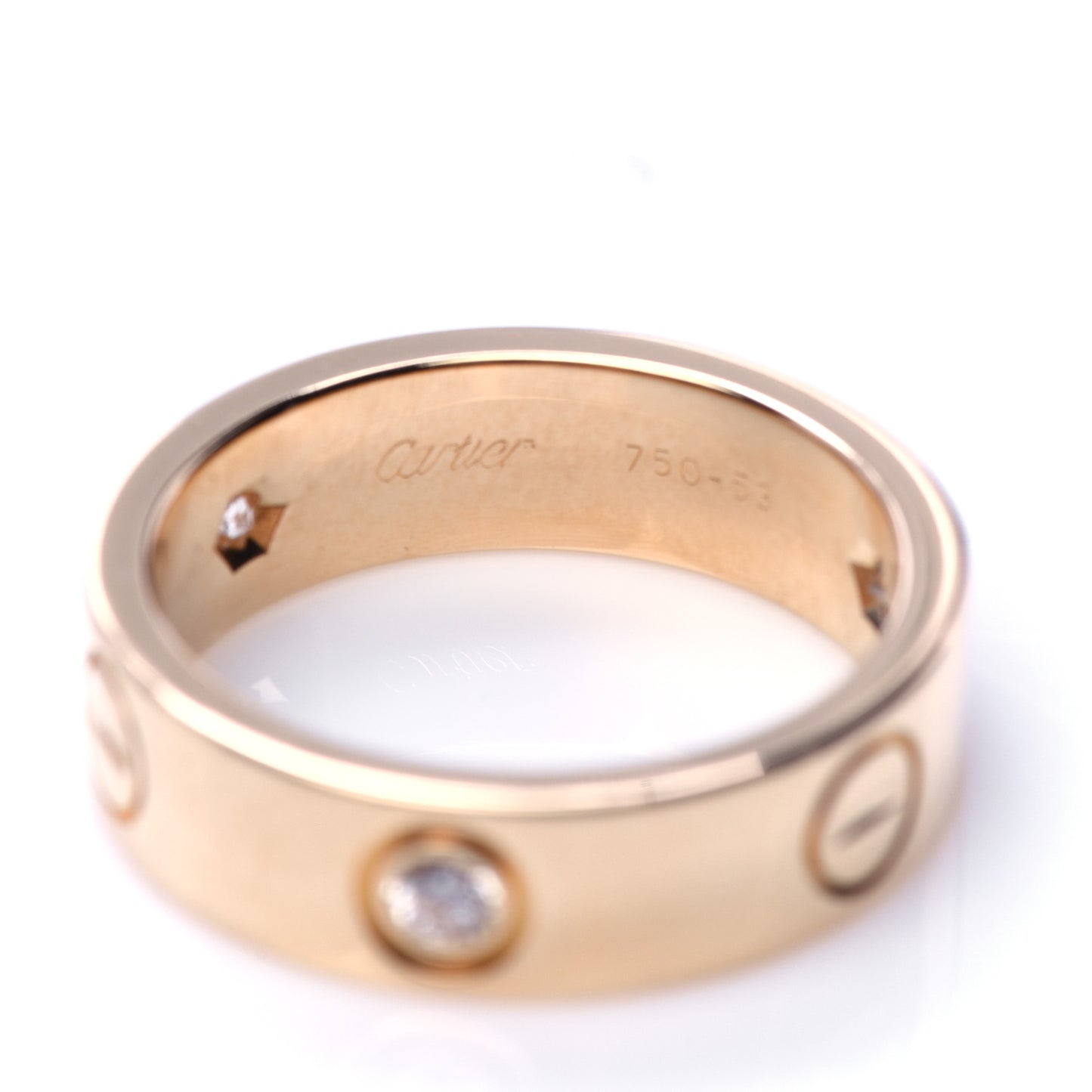18K Yellow Gold 3 Diamond 5.5mm LOVE Ring 53 6.25