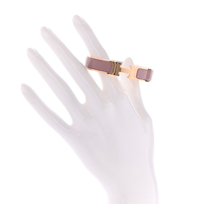 Hermes Enamel Narrow Clic Clac H Bracelet PM Bois De Rose 2 of 5