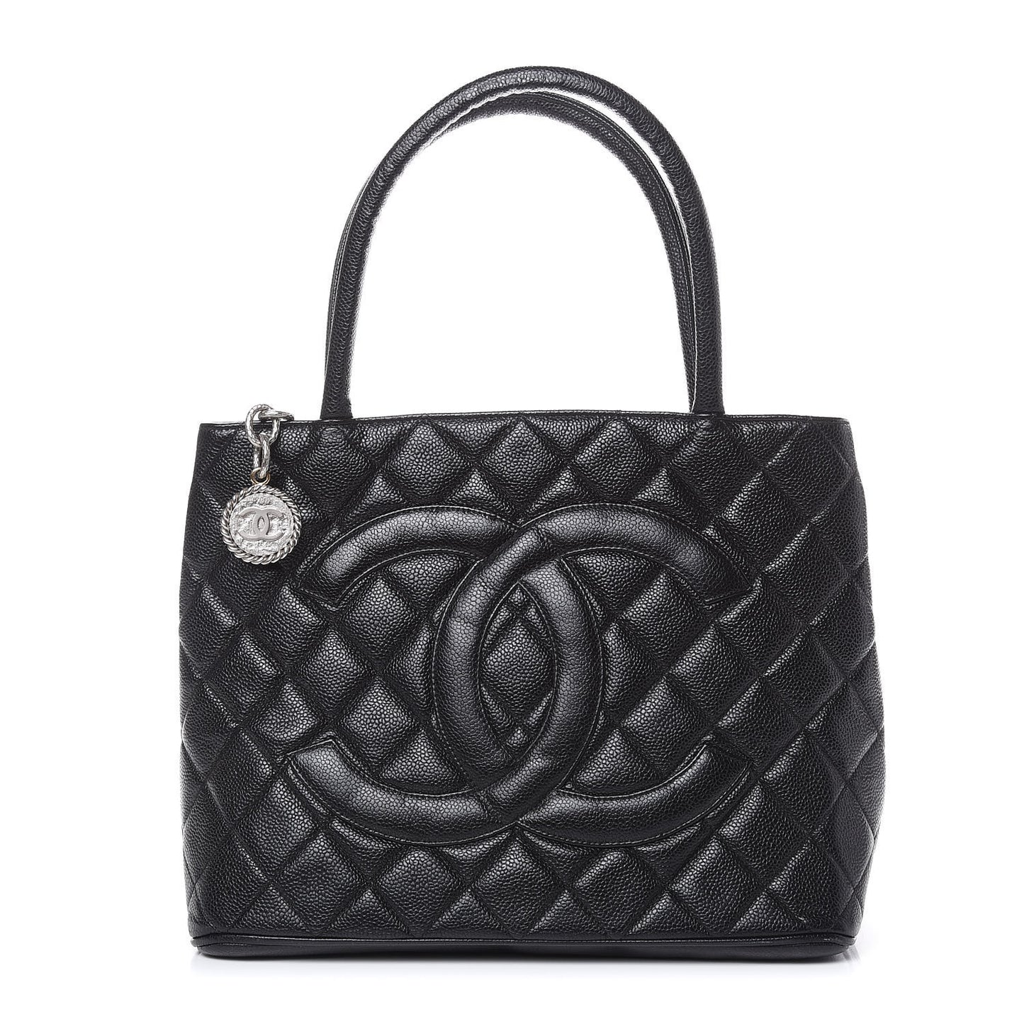 Caviar Quilted Medallion Tote Black