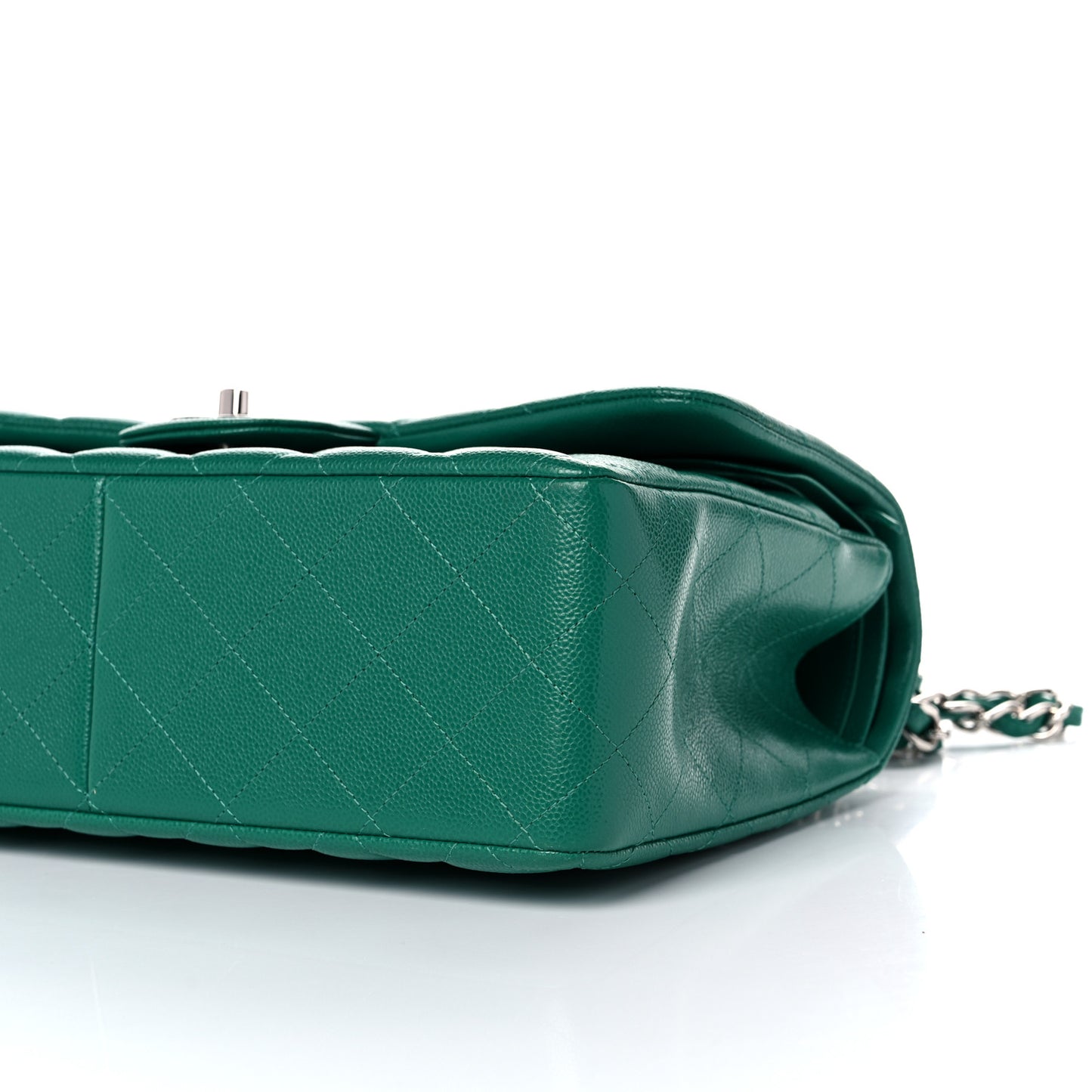 Caviar Quilted Jumbo Double Flap Green