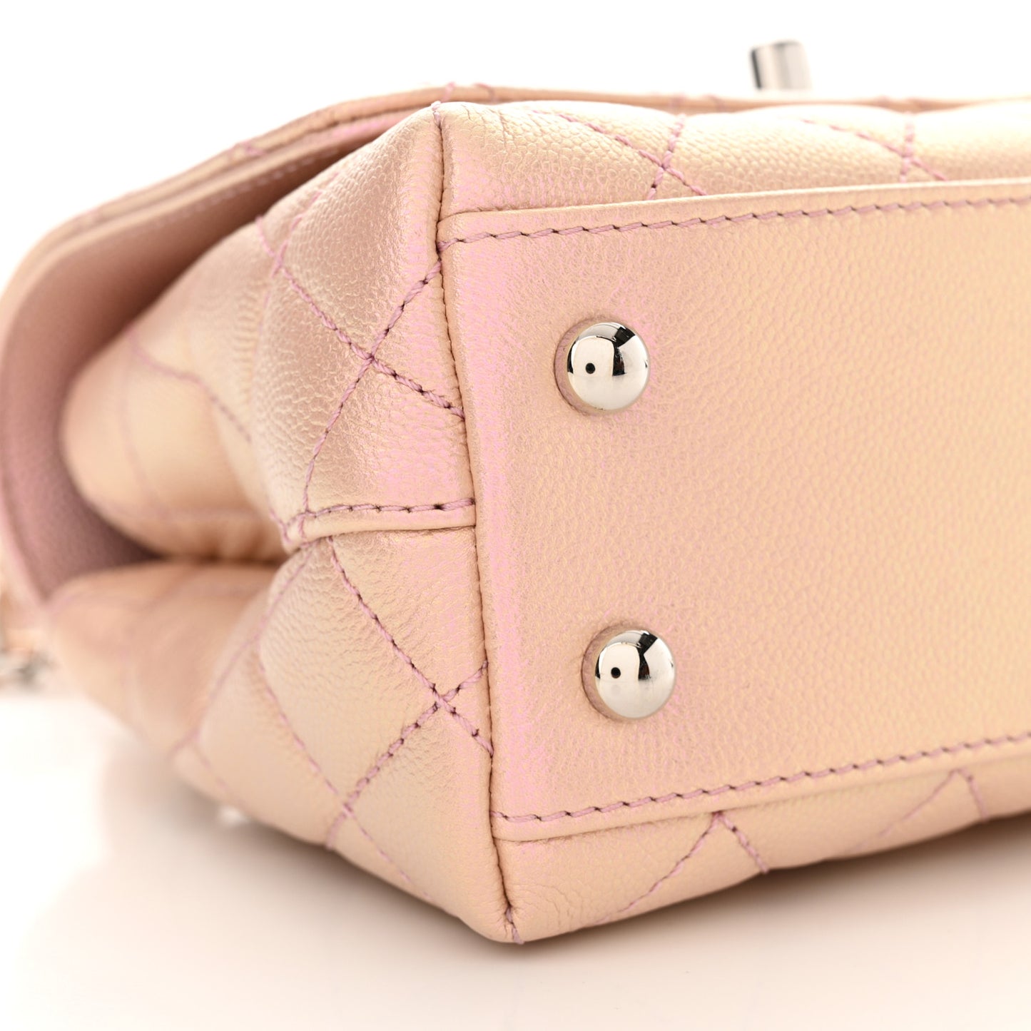 Iridescent Caviar Quilted Extra Mini Coco Handle Flap Light Pink