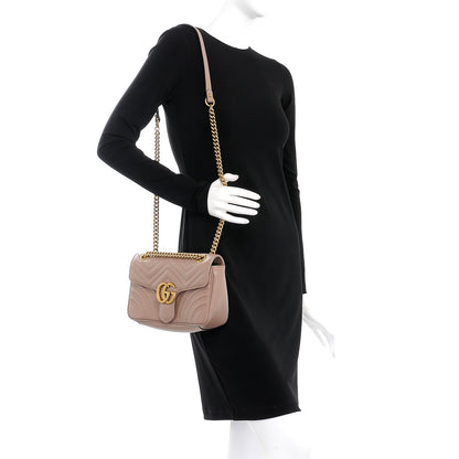 Gucci Calfskin Matelasse Small GG Marmont Shoulder Bag Porcelain Rose 2 of 7