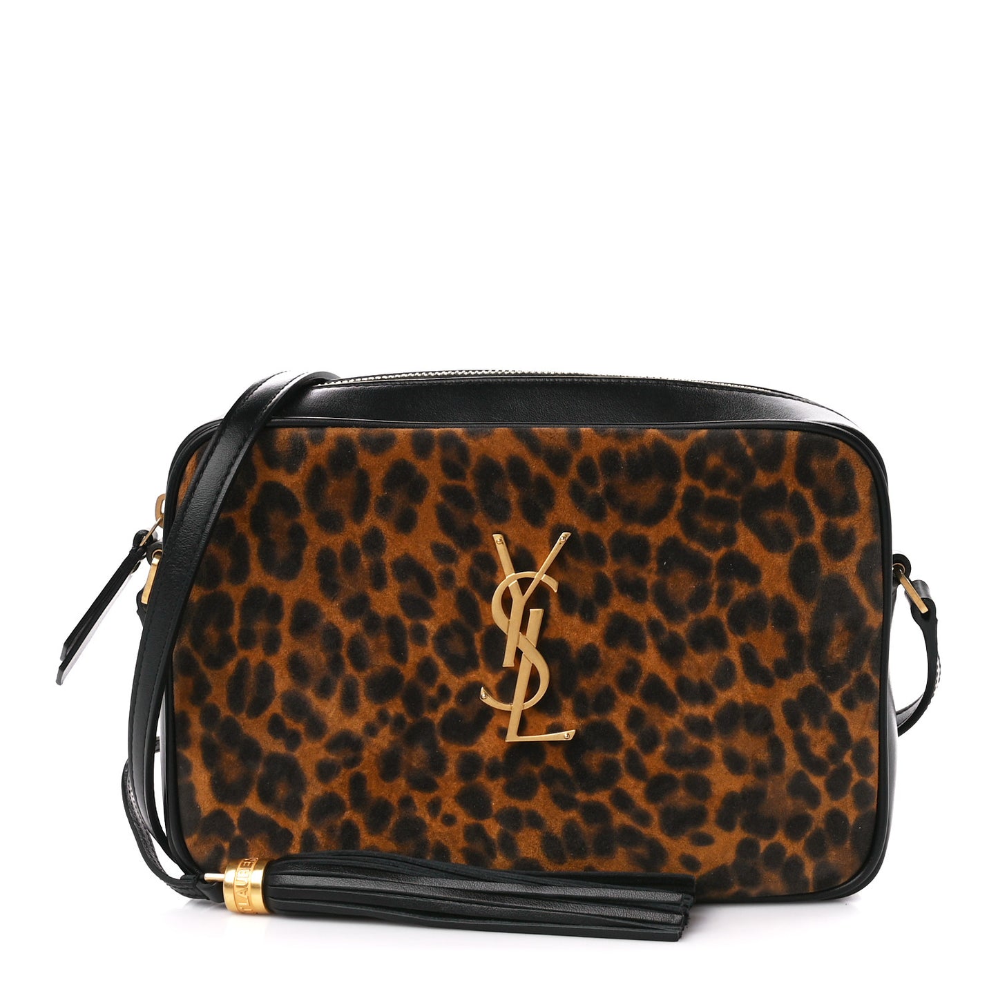 Calfskin Leopard Print Monogram Lou Camera Bag Black