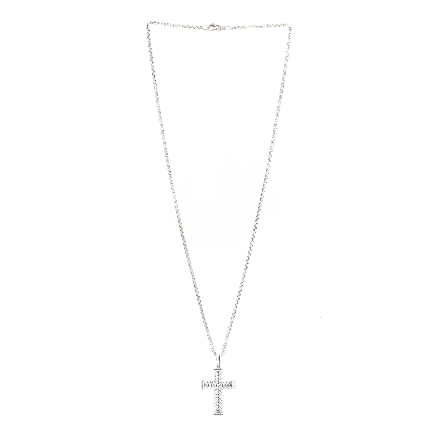 David Yurman Sterling Silver Chevron Cross Pendant Necklace 2 of 4