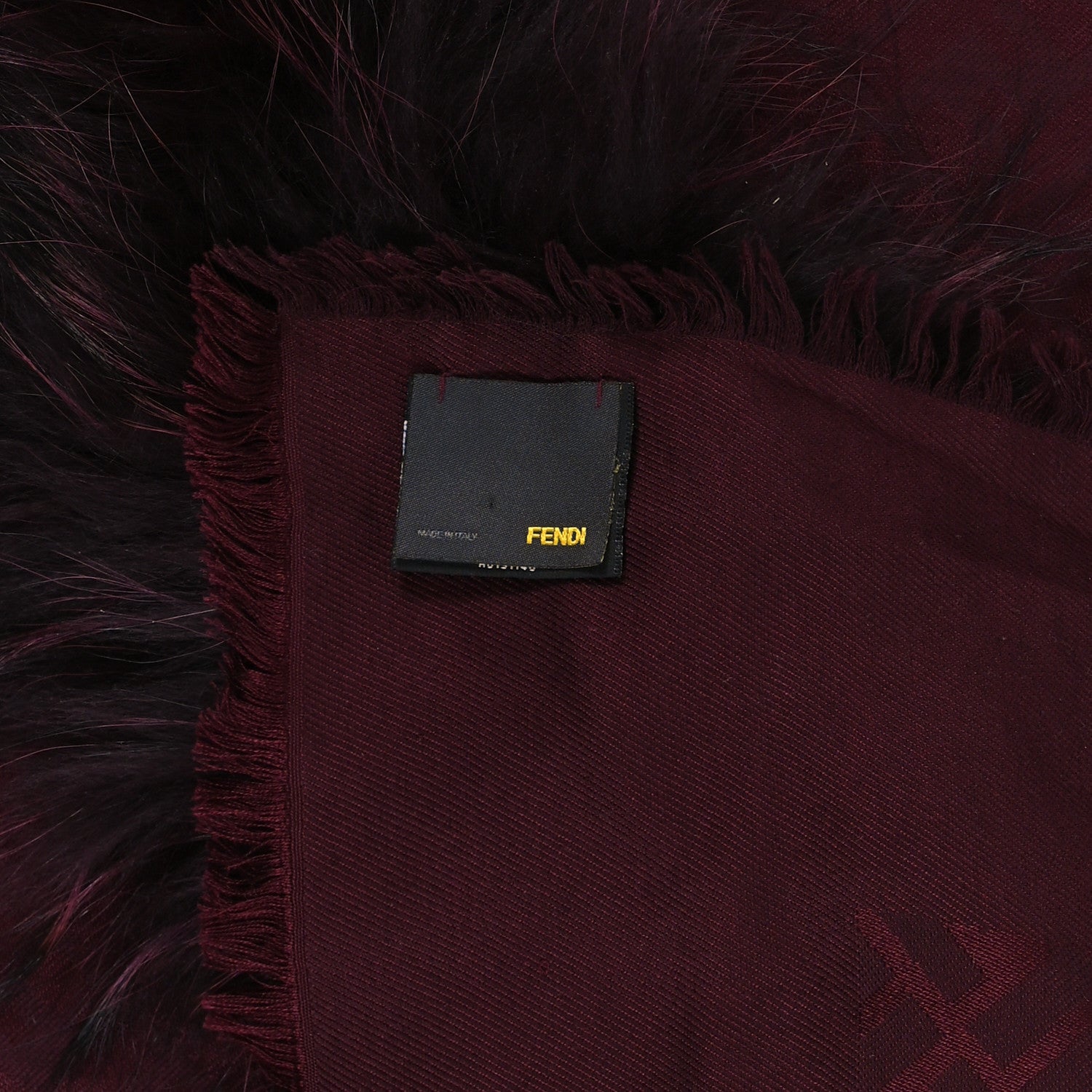 Fendi Silk Wool Raccoon Fur FF Shawl Purple 2 of 3