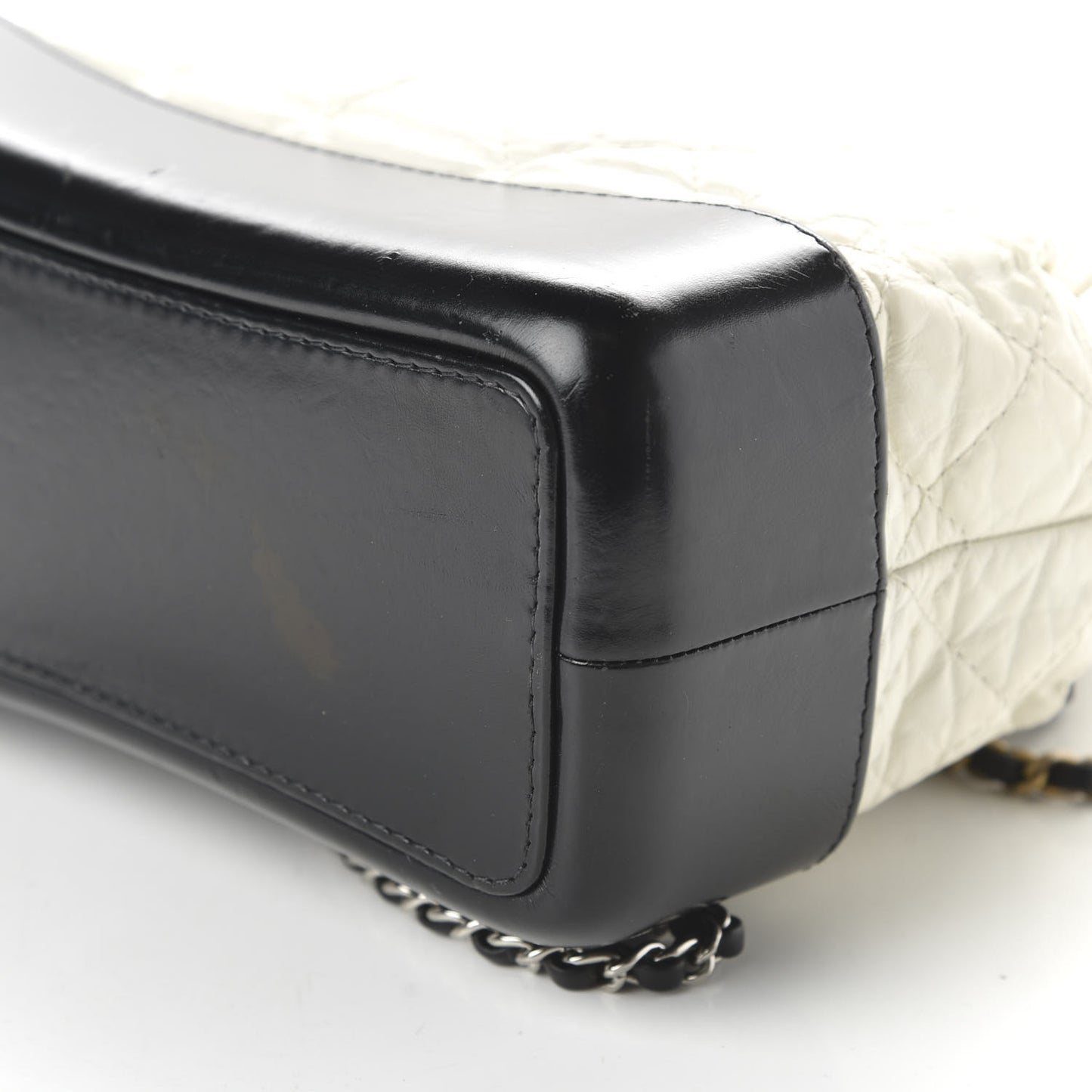 Aged Calfskin Quilted Small Gabrielle Backpack Black White