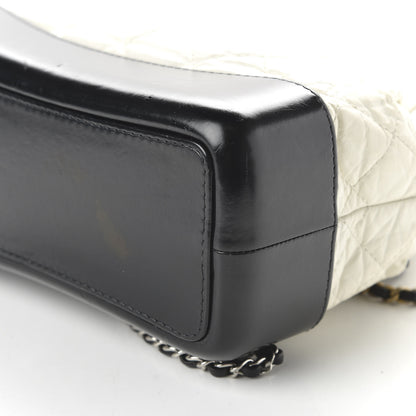 Chanel Aged Calfskin Quilted Small Gabrielle Backpack Black White 6 of 9