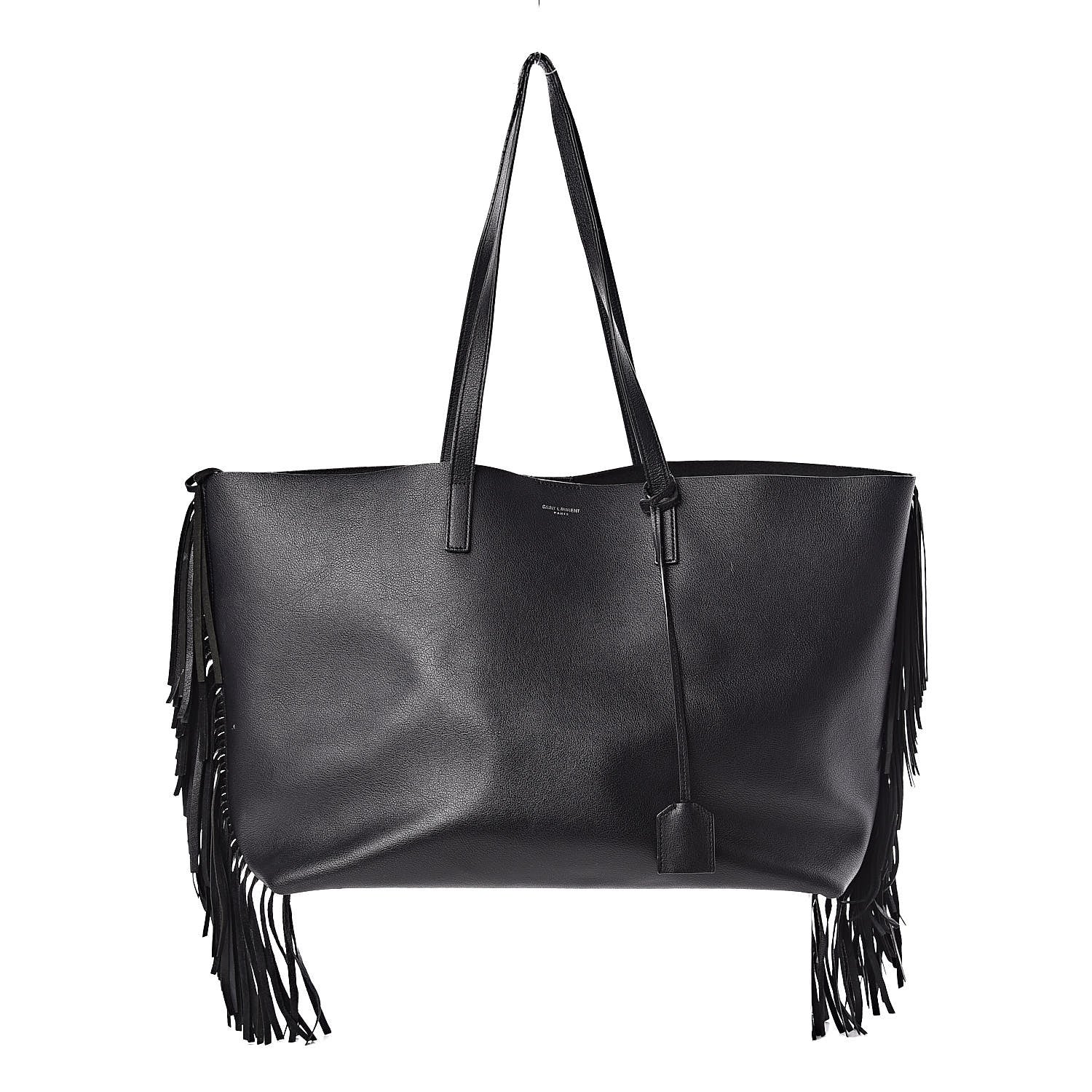 Saint Laurent Calfskin Large Fringe Shopping Tote Black 1 of 14