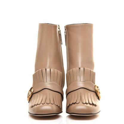 Gucci Malaga Kid GG Marmont Fringe 75mm Ankle Boots 40.5 Mud 2 of 10